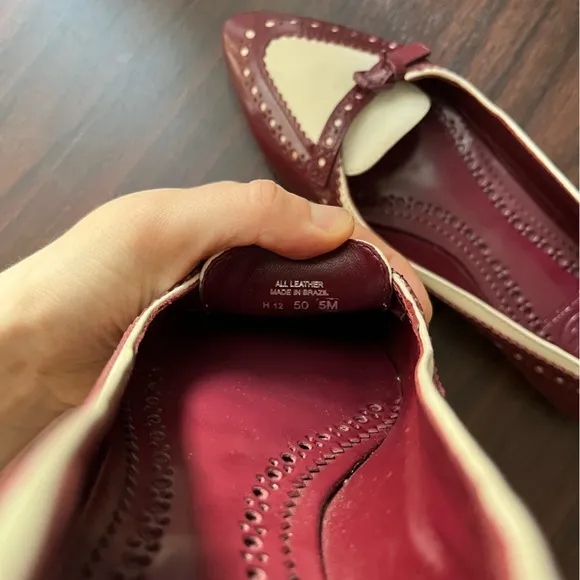 Vintage Tory Burch Burgundy and Cream Ballet Flats