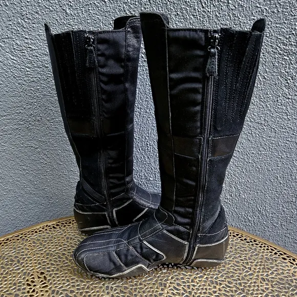 Vintage Y2K DIESEL Porrima Black Leather Knee-High Moto Boots 9