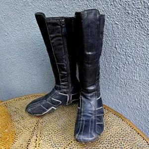 Vintage Y2K DIESEL Porrima Black Leather Knee-High Moto Boots 9