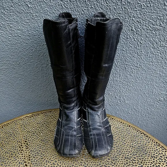 Vintage Y2K DIESEL Porrima Black Leather Knee-High Moto Boots 9