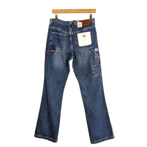Vintage Y2K Tommy Hilfiger Carpenter Jeans Wide Leg Blue Red Denim Utility 9