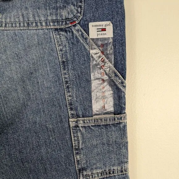 Vintage Y2K Tommy Hilfiger Carpenter Jeans Wide Leg Blue Red Denim Utility 9