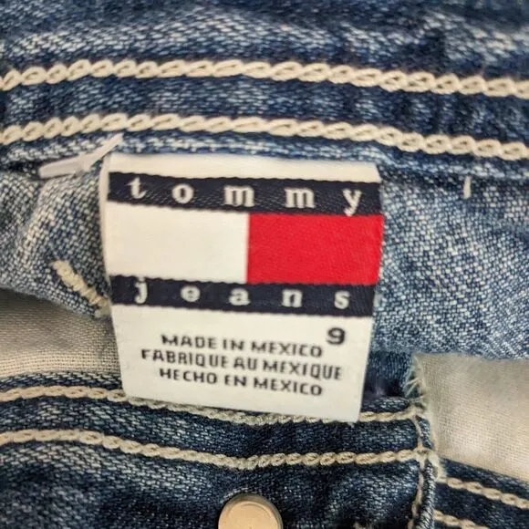Vintage Y2K Tommy Hilfiger Carpenter Jeans Wide Leg Blue Red Denim Utility 9