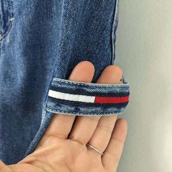 Vintage Y2K Tommy Hilfiger Carpenter Jeans Wide Leg Blue Red Denim Utility 9