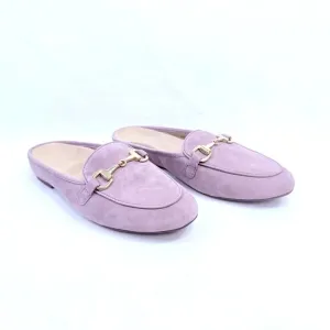 Vionic Adeline Dusky Lilac Suede Slides w/Gold Tone Detail - Size 8M NWOT
