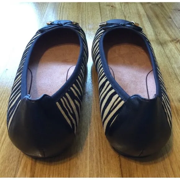 Vionic Womens Minna TGR Tiger Print Ballet Flats Size 8.5 Leather &amp; Fabric Black