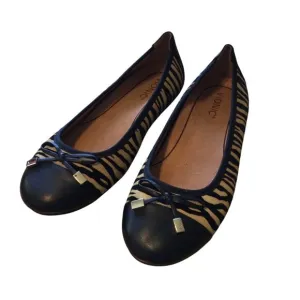 Vionic Womens Minna TGR Tiger Print Ballet Flats Size 8.5 Leather &amp; Fabric Black
