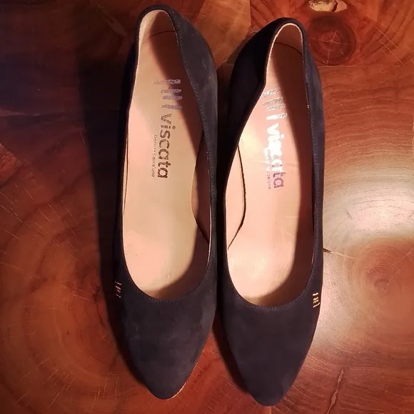 Viscata Limited Edition Blue Suede Espadrille Medium Wedge Shoes - 41/10 US