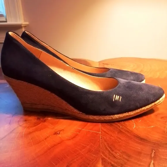 Viscata Limited Edition Blue Suede Espadrille Medium Wedge Shoes - 41/10 US