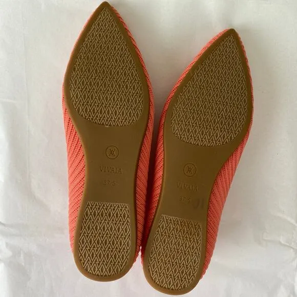 Vivaia Aria Flats Size 37.5 Salmon Point Toe Ballet Comfort Business Casual