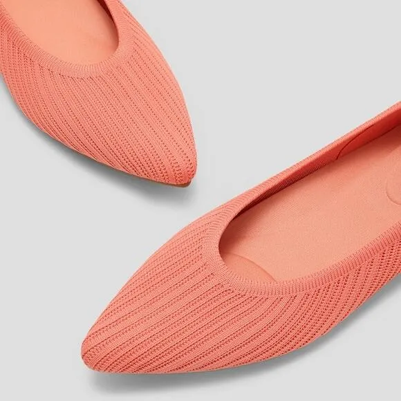 Vivaia Aria Flats Size 37.5 Salmon Point Toe Ballet Comfort Business Casual