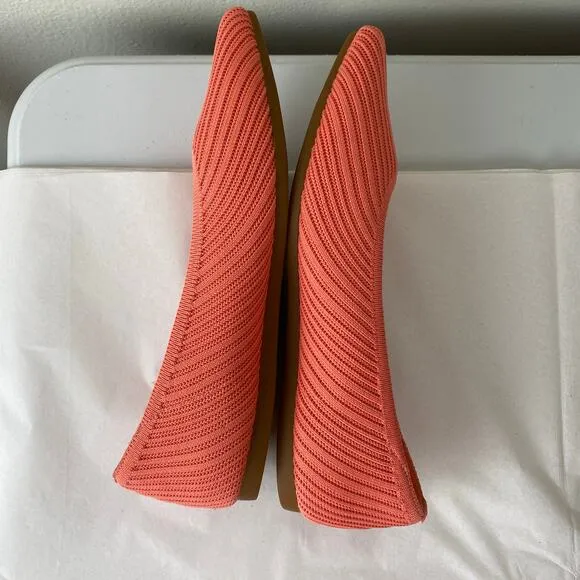 Vivaia Aria Flats Size 37.5 Salmon Point Toe Ballet Comfort Business Casual