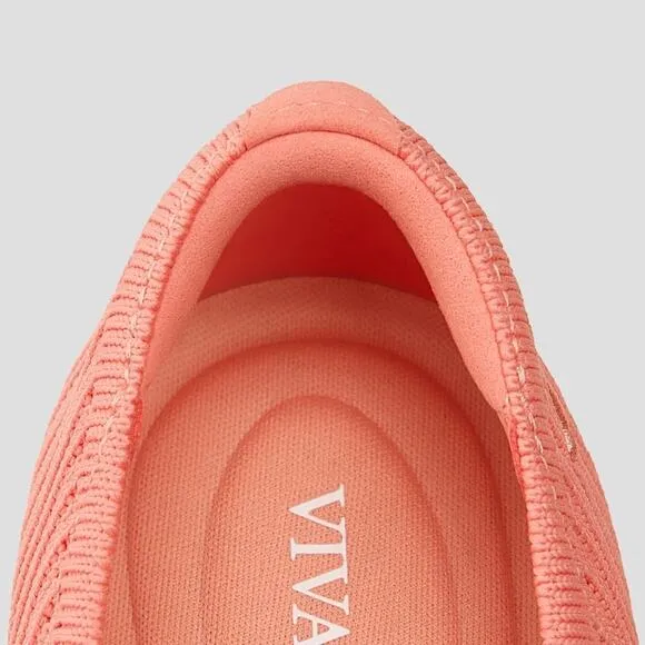 Vivaia Aria Flats Size 37.5 Salmon Point Toe Ballet Comfort Business Casual