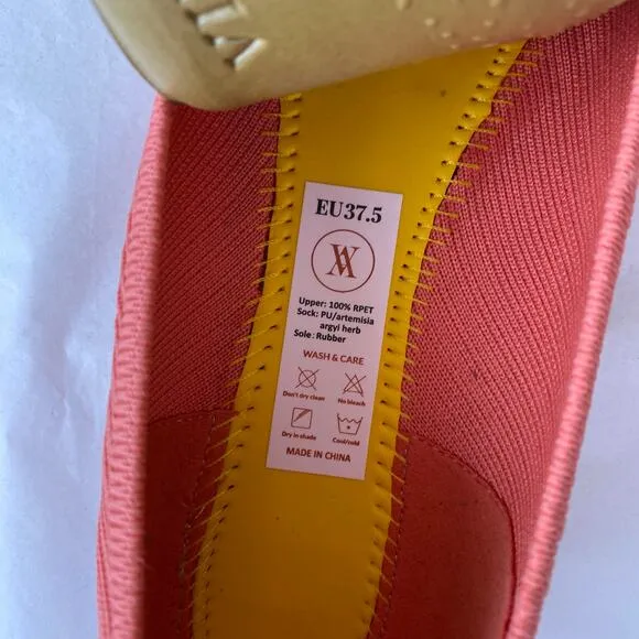 Vivaia Aria Flats Size 37.5 Salmon Point Toe Ballet Comfort Business Casual