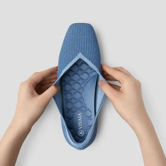 VIVAIA Lightweight Square-Toe V-Cut Flats (Margot Walker) size‎ EU38 US7.5