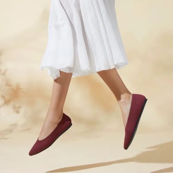 VIVAIA Pointed-Toe Ballet Flats (Aria 2.0) in Garnet Red EU 36 / US 5.5-6