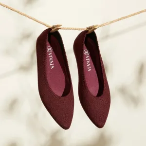 VIVAIA Pointed-Toe Ballet Flats (Aria 2.0) in Garnet Red EU 36 / US 5.5-6
