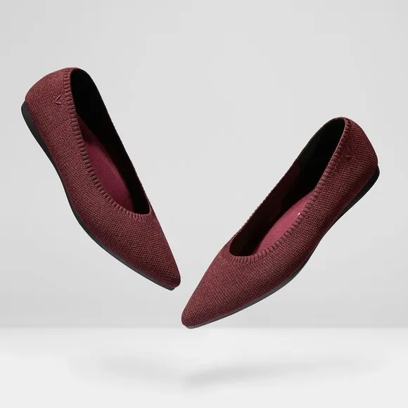 VIVAIA Pointed-Toe Ballet Flats (Aria 2.0) in Garnet Red EU 36 / US 5.5-6