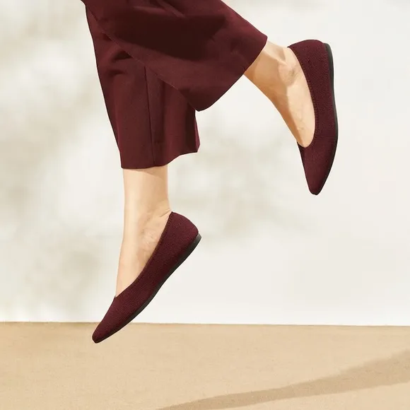 VIVAIA Pointed-Toe Ballet Flats (Aria 2.0) in Garnet Red EU 36 / US 5.5-6