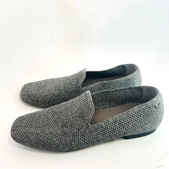 VIVAIA Square-Toe Knit Comfort Loafers Size 38.5 is 7.5 Heather Gray Slip-on