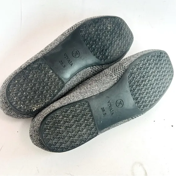 VIVAIA Square-Toe Knit Comfort Loafers Size 38.5 is 7.5 Heather Gray Slip-on
