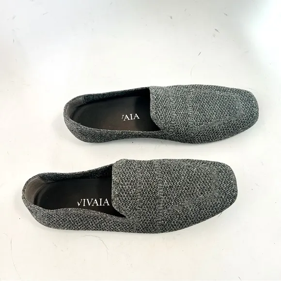 VIVAIA Square-Toe Knit Comfort Loafers Size 38.5 is 7.5 Heather Gray Slip-on