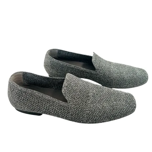 VIVAIA Square-Toe Knit Comfort Loafers Size 38.5 is 7.5 Heather Gray Slip-on