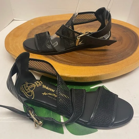 Vivienne Westwood Fishnet Mesh Wrap Sandals