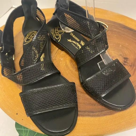 Vivienne Westwood Fishnet Mesh Wrap Sandals