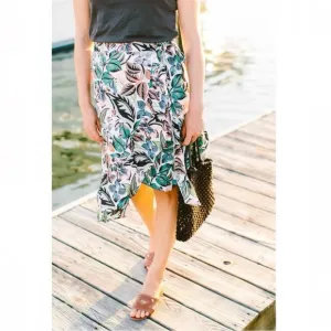 Voloshin X The Mom Edit linen floral Gigi Wrap Skirt