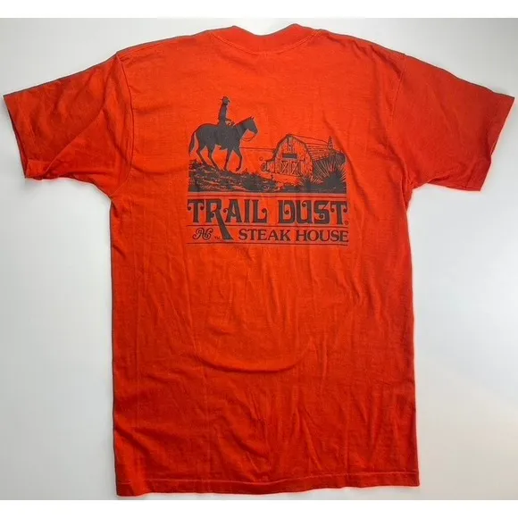 VTG 80s SNEAKERS Tag Single Stitch Trail Dust T-Shirt (L)‎ Western Cowboy USA