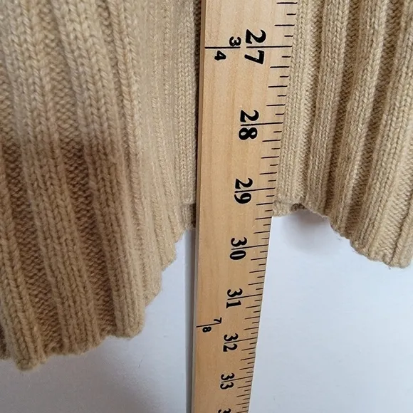VTG ESCADA Rib Knit Cardigan Wool Cashmere Embellished Tan Women XL Grandmacore