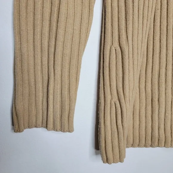 VTG ESCADA Rib Knit Cardigan Wool Cashmere Embellished Tan Women XL Grandmacore