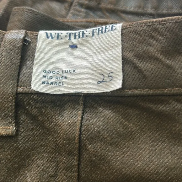 We The Free 25 Jeans Good Luck Coated High Waist Ankle Barrel in New Moon brown