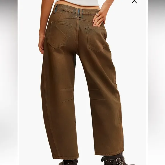 We The Free 31 Jeans Good Luck Coated High Waist Ankle Barrel in New Moon brown