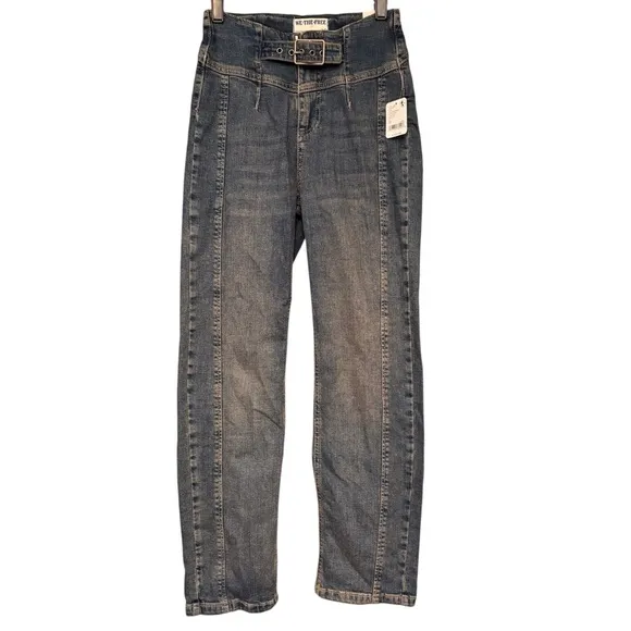 We The Free CRVY Dream State High Rise Straight Leg Jeans, Flashback Blue NWT