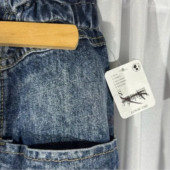 WE THE FREE HAZEL PULL ON UTILITY JEANS IN DARK AND STORMY NWT SMALL
