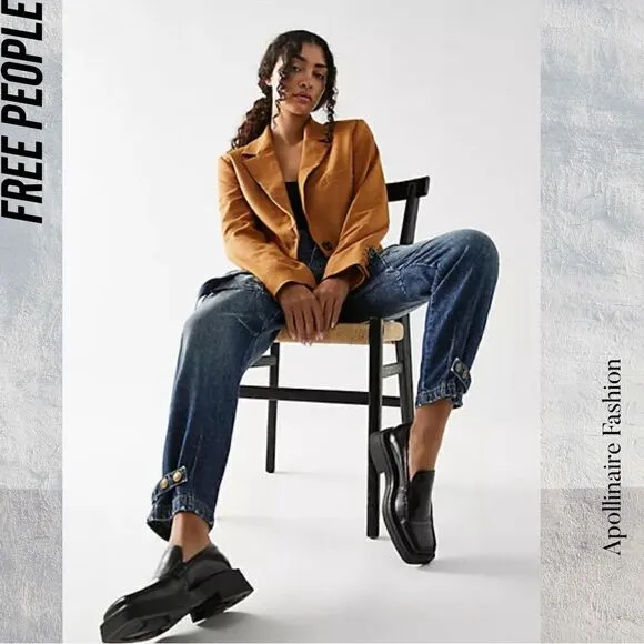 WE THE FREE HAZEL PULL ON UTILITY JEANS IN DARK AND STORMY NWT SMALL