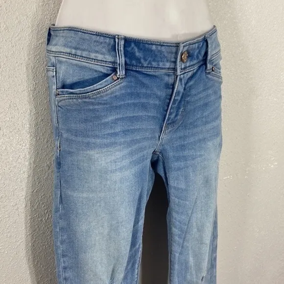 WHBM Light Wash Distressed Skimmer Jeans