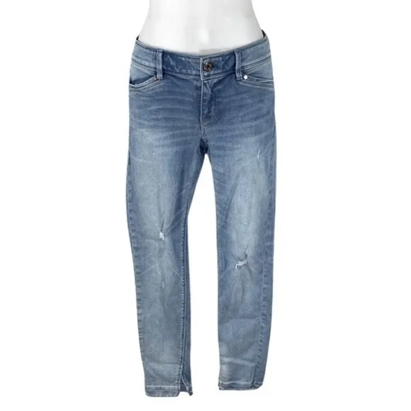 WHBM Light Wash Distressed Skimmer Jeans