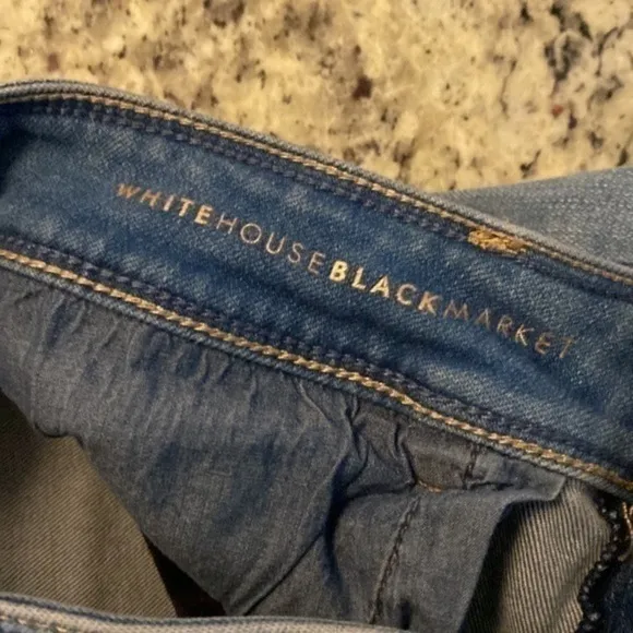 WHBM Light Wash Distressed Skimmer Jeans