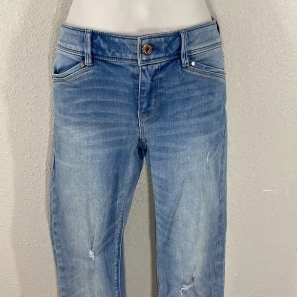 WHBM Light Wash Distressed Skimmer Jeans