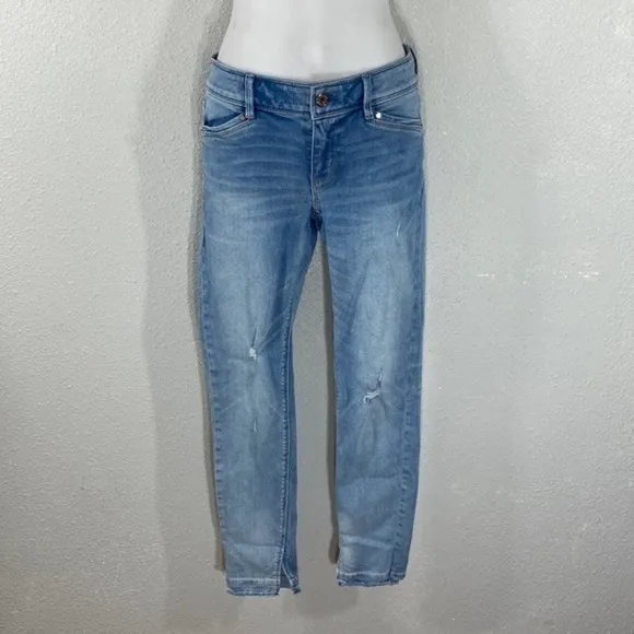 WHBM Light Wash Distressed Skimmer Jeans