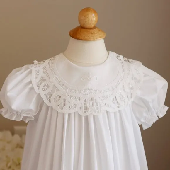 White Flower Girl Dress Boutique Battenberg Lace Collar Special Occasion NWT