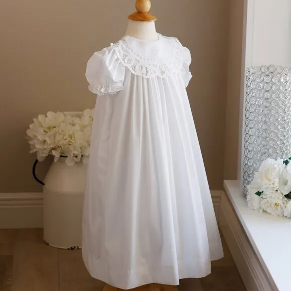 White Flower Girl Dress Boutique Battenberg Lace Collar Special Occasion NWT