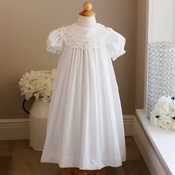 White Flower Girl Dress Boutique Battenberg Lace Collar Special Occasion NWT
