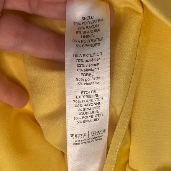 White House Black Market Belted Fit and Flare Butter Yellow Dress - Size 10