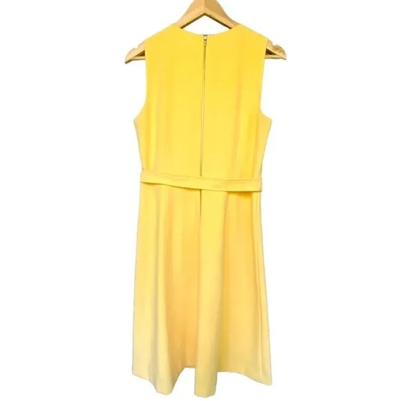White House Black Market Belted Fit and Flare Butter Yellow Dress - Size 10