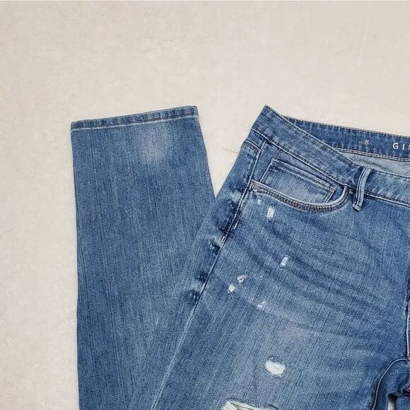 WHITE House Black Market Distructed Chain Girlfriend Jeans 8
