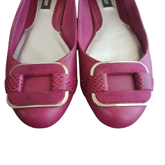 White House Black Market Lidia Pink Flats Fuscia Leather Flats Size 7